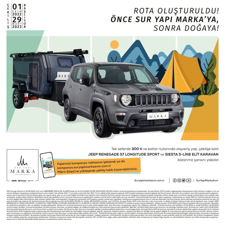 Önce Sur Yapı Marka’ya, sonra doğaya sloganı ile Otomobil ve karavan çekilişi başladı!